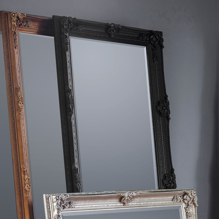 Nelson Lighting NL1409493 Black Wood Rectangle Leaner Mirror