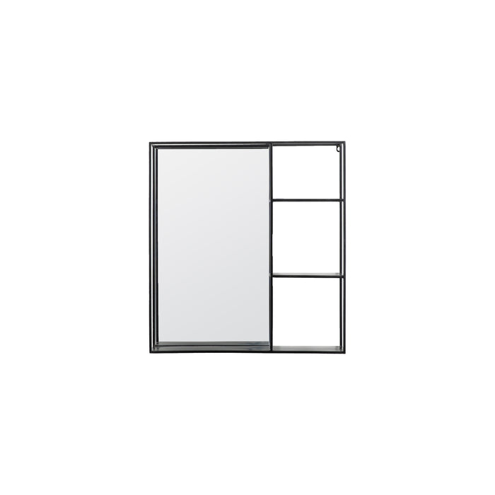 Nelson Lighting NL1409514 Matt Black Rectangle Mirror With Shelves