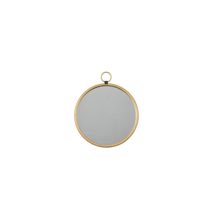 Nelson Lighting NL1409518 Satin Gold Hanging Loop Medium Round Mirror