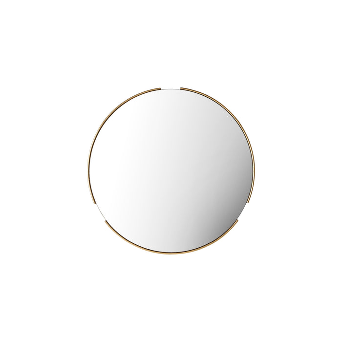 Nelson Lighting NL1409606 Tubular Notched Aged Gold Round Mirror