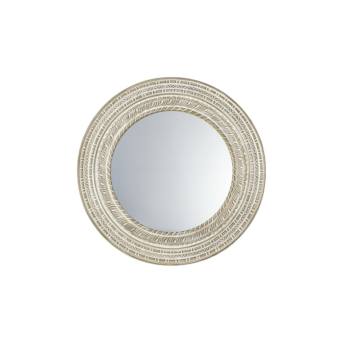 Nelson Lighting NL1409674 White Washed Mango Wood Round Mirror