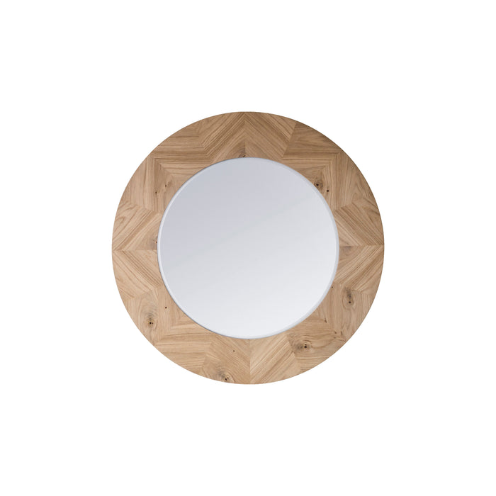 Nelson Lighting NL1409710 Natural Oak Chevron Round Mirror