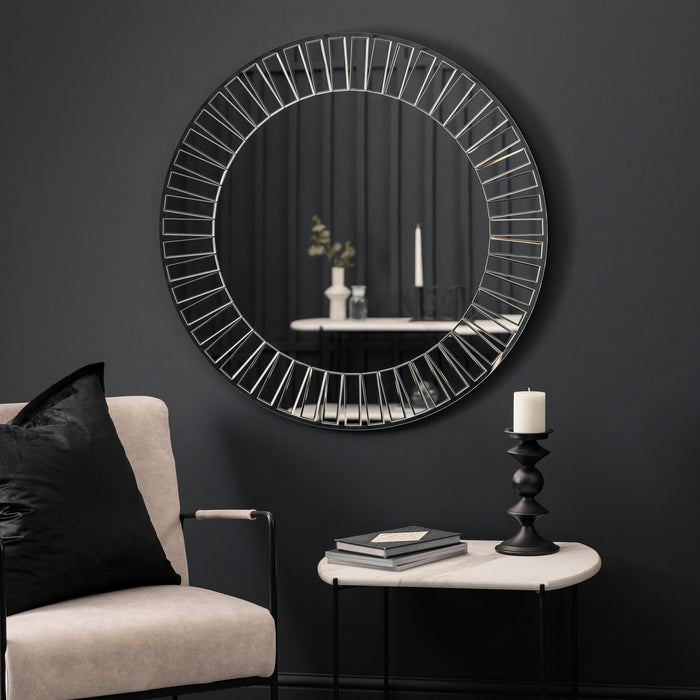 Nelson Lighting NL1409715 Overlaid Mosaic Frame Round Mirror