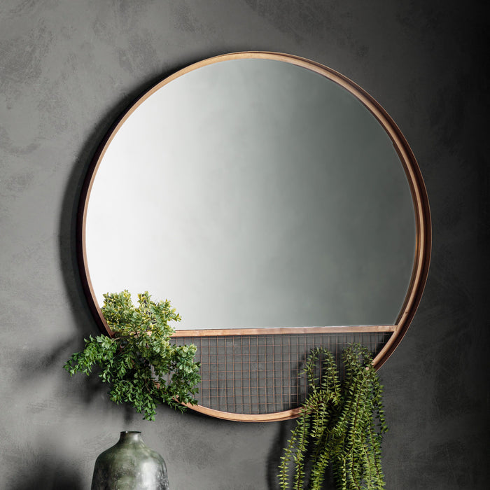 Nelson Lighting NL1409719 Aged Bronze Round Mirror