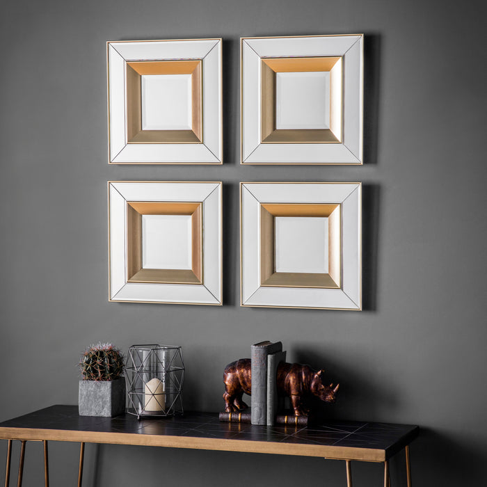 Nelson Lighting NL1409727 Brushed Gold Square Mirror Set Of 4