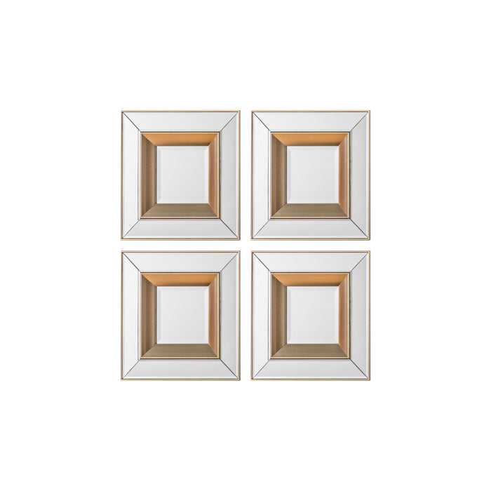 Nelson Lighting NL1409727 Brushed Gold Square Mirror Set Of 4