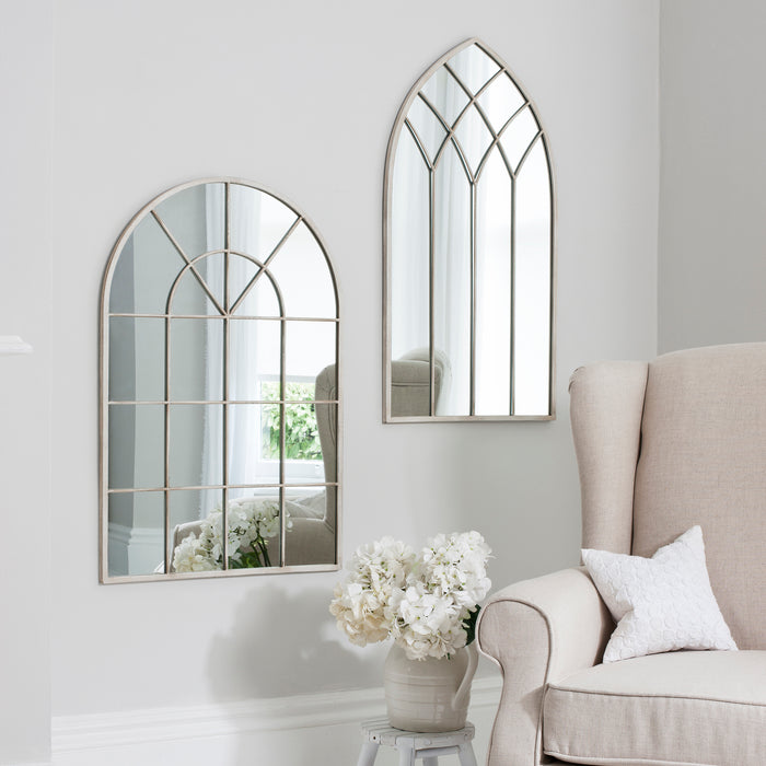 Nelson Lighting NL1409740 French White Arch Window Mirror