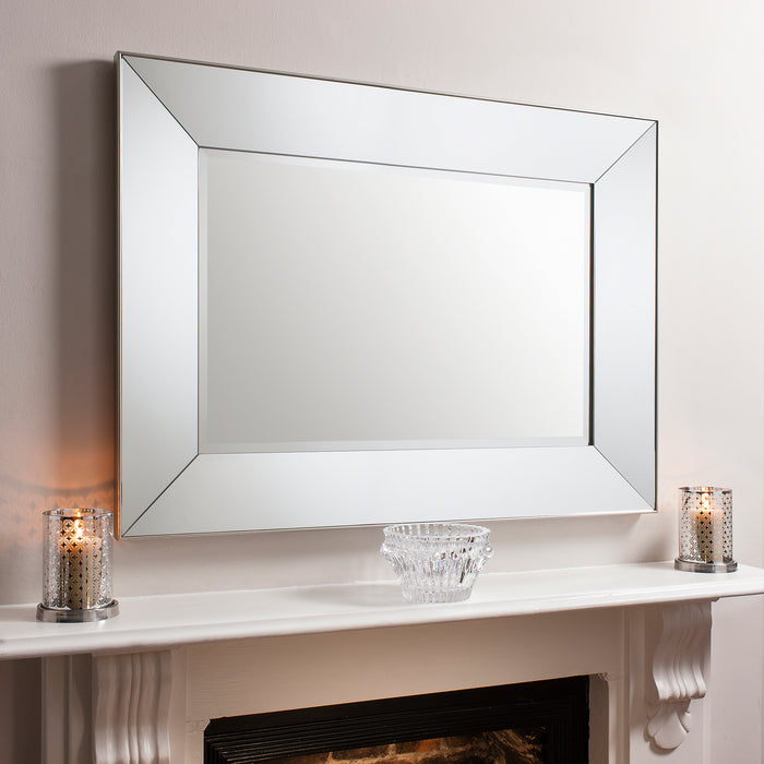 Nelson Lighting NL1409770 Satin Silver Bevelled Edge Rectangular Mirror