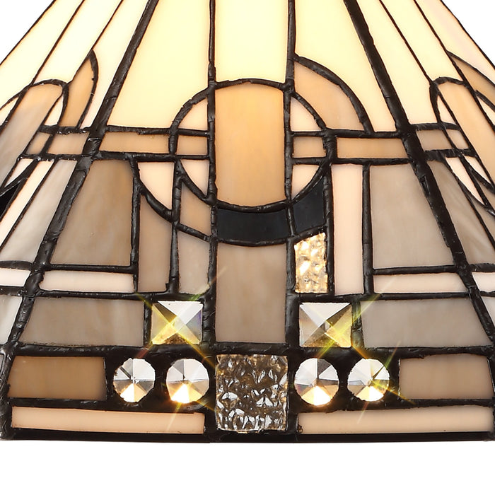 Nelson Lighting NLK00169 Azure 3 Light Down Lighter Pendant With 30cm Tiffany Shade White/Grey/Black/Clear Crystal/Aged Antique Brass