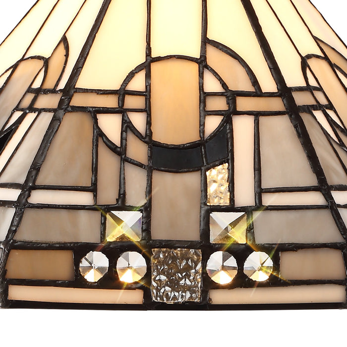 Nelson Lighting NLK00199 Azure 2 Light Up Lighter Pendant With 30cm Tiffany Shade White/Grey/Black/Clear Crystal/Aged Antique Brass