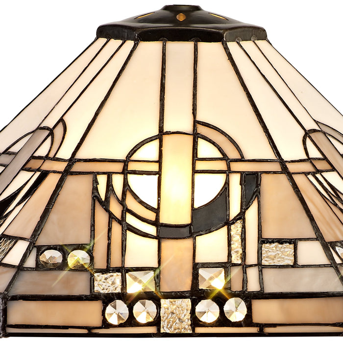 Nelson Lighting NLK00269 Azure 3 Light Down Lighter Pendant With 40cm Tiffany Shade White/Grey/Black/Clear Crystal/Aged Antique Brass