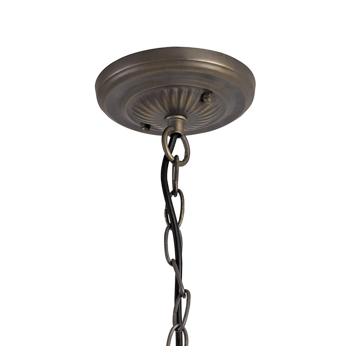 Nelson Lighting NLK00269 Azure 3 Light Down Lighter Pendant With 40cm Tiffany Shade White/Grey/Black/Clear Crystal/Aged Antique Brass