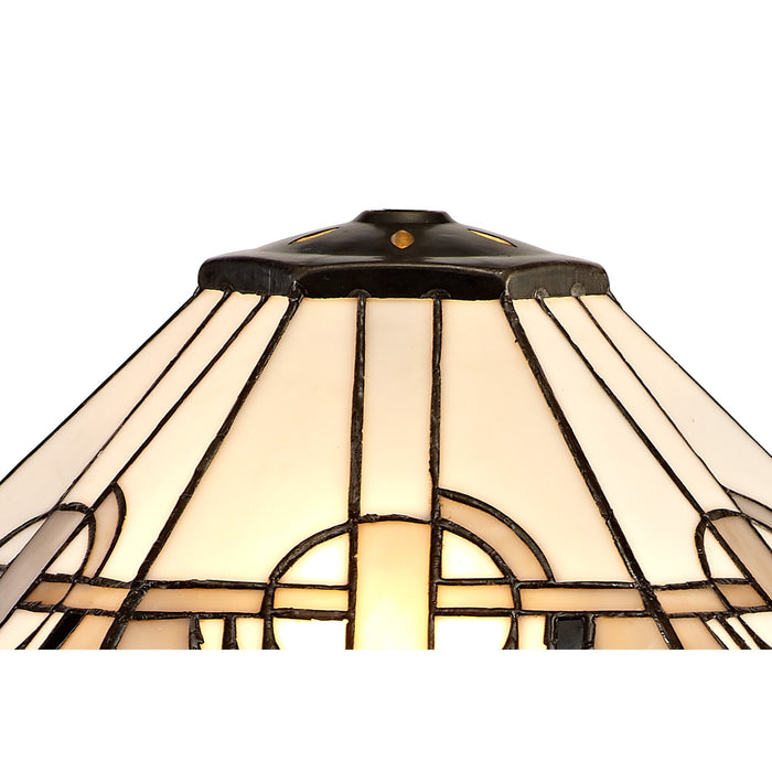 Nelson Lighting NLK00299 Azure 2 Light Octagonal Floor Lamp With 40cm Tiffany Shade White/Grey/Black/Clear Crystal/Aged Antique Brass