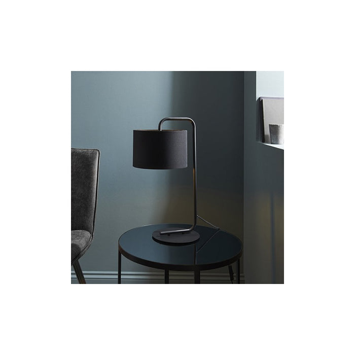 Nelson Lighting NL942345 1 Light Table Lamp Satin Black Paint & Black Fabric