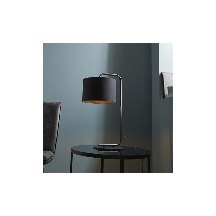 Nelson Lighting NL942345 1 Light Table Lamp Satin Black Paint & Black Fabric