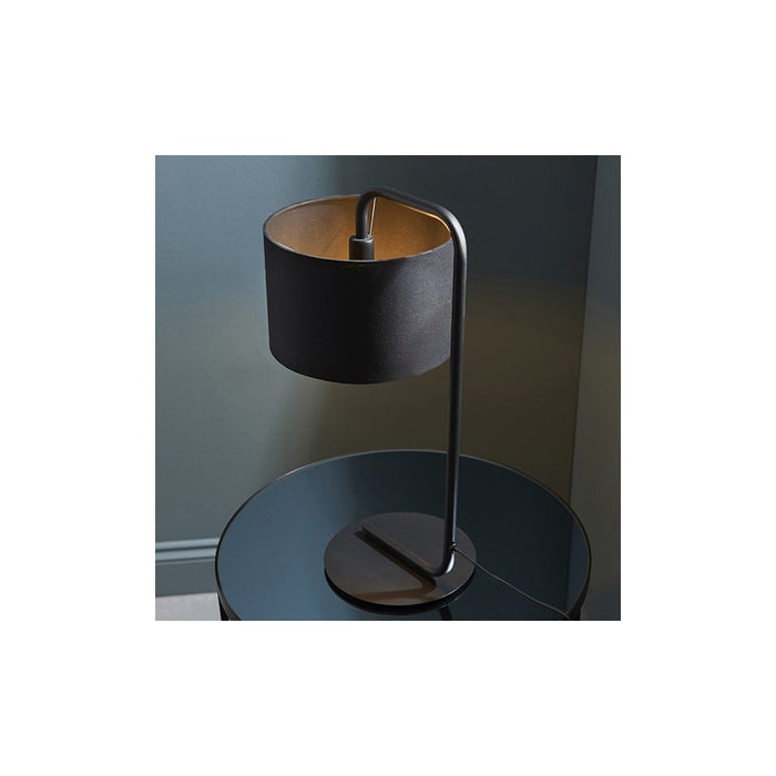 Nelson Lighting NL942345 1 Light Table Lamp Satin Black Paint & Black Fabric