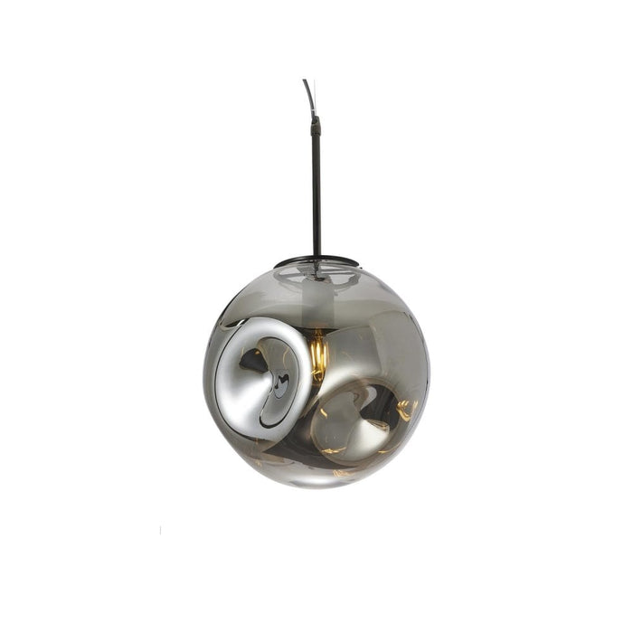 Nelson Lighting LE00309 Melting Glass Pendant  Round Light Smokey Grey Blown Glass