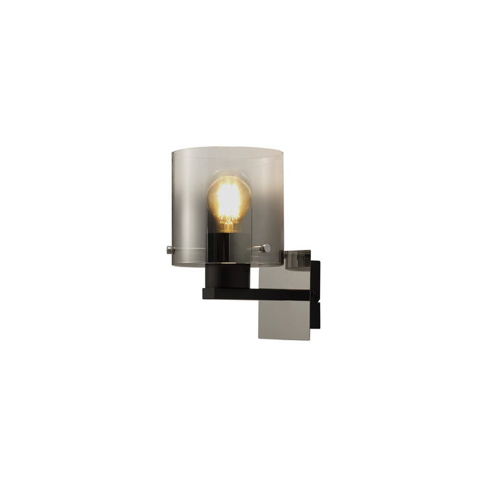 Nelson Lighting NL76799 Blade Single Switched Wall Lamp 1 Light Black/Smoke Fade Glass