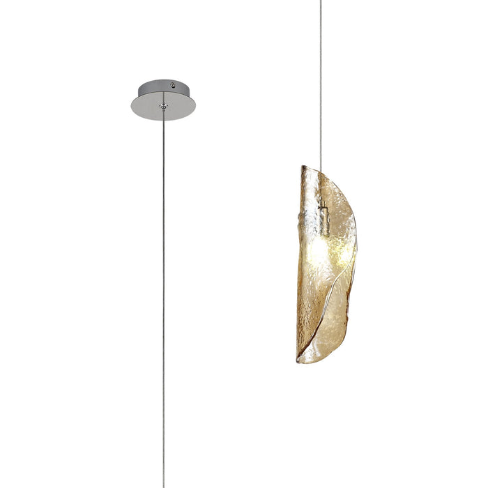 Nelson Lighting NL81909 Wish Pendant 1 Light Polished Chrome/Amber Glass