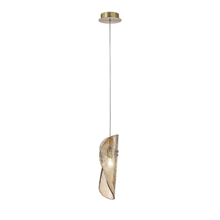 Nelson Lighting NL81929 Taki Pendant 1 Light Brass/Polished Chrome & Cognac Glass