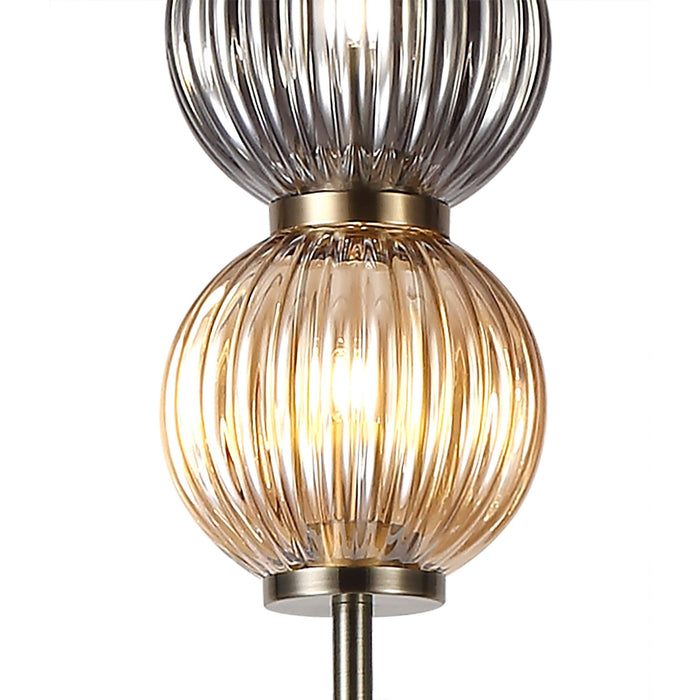 Nelson Lighting NL82199 Farro 3 Light Floor Lamp Antique Brass/Smoked & Amber Glass