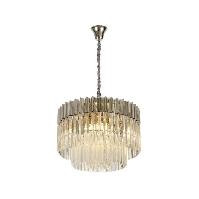 Nelson Lighting NL82369 Kobra Pendant Round 8 Light Polished Nickel/Clear Glass