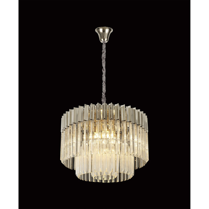 Nelson Lighting NL82369 Kobra Pendant Round 8 Light Polished Nickel/Clear Glass