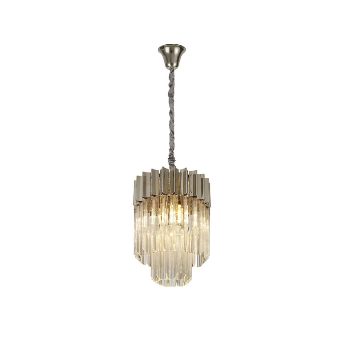 Nelson Lighting NL82379 Kobra Pendant Round 4 Light Polished Nickel/Clear Glass