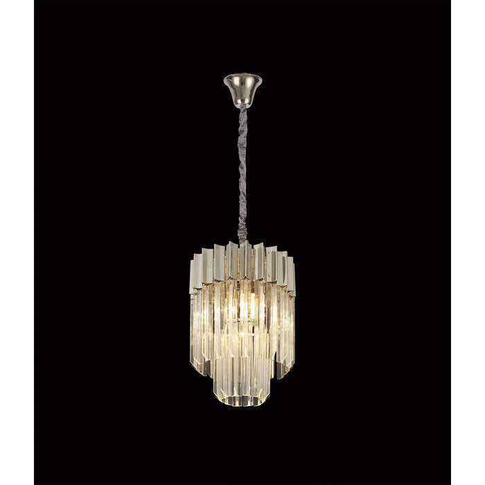 Nelson Lighting NL82379 Kobra Pendant Round 4 Light Polished Nickel/Clear Glass