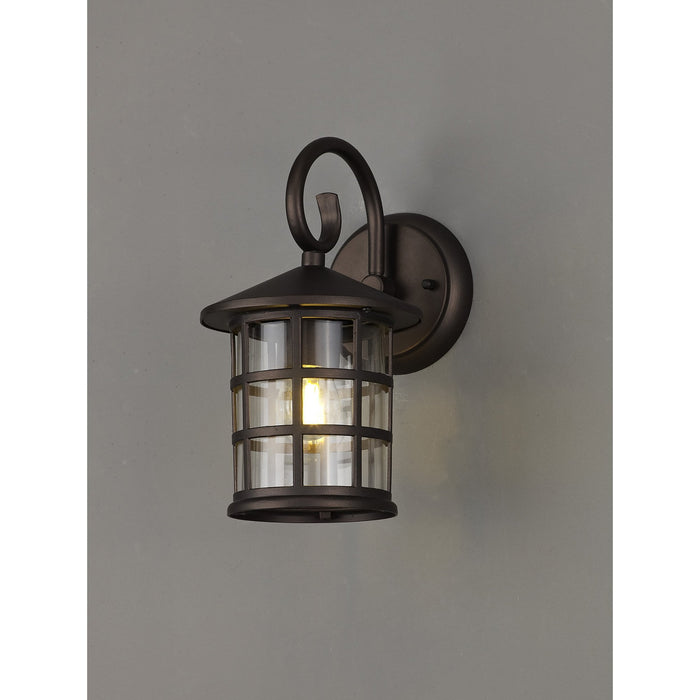 Nelson Lighting NL82499 Guard Outdoor Down Round Grid Wall Lamp Antique Bronze