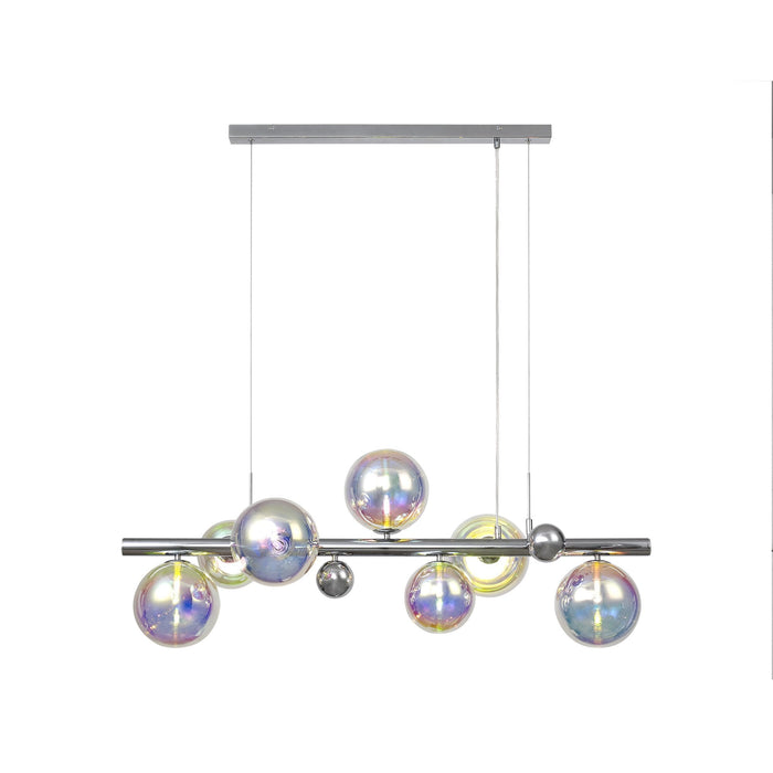 Nelson Lighting NL82519 Regent Linear 7 Light Pendant Polished Chrome/Iridescent Glass