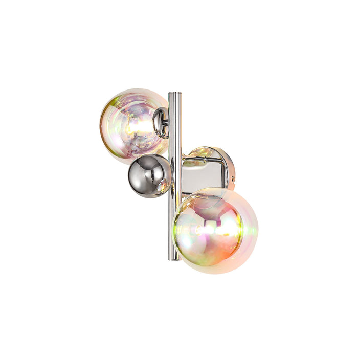 Nelson Lighting NL82549 Regent 2 Light Wall Lamp Polished Chrome/Iridescent Glass