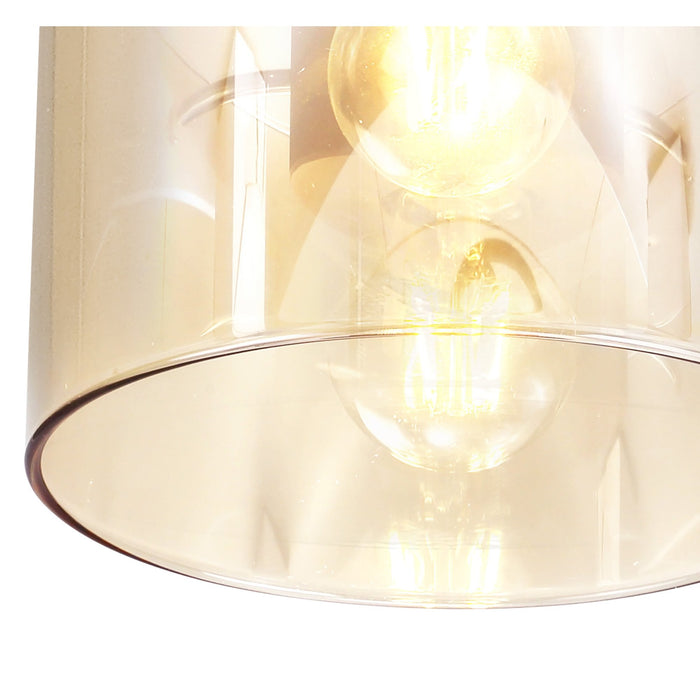 Nelson Lighting NL82649 Blade Round Ceiling Flush Mocha/Amber Glass