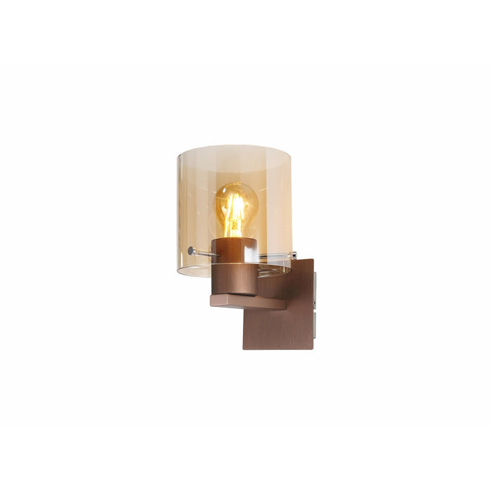 Nelson Lighting NL82679 Blade Single Switched Wall Lamp Mocha/Amber Glass