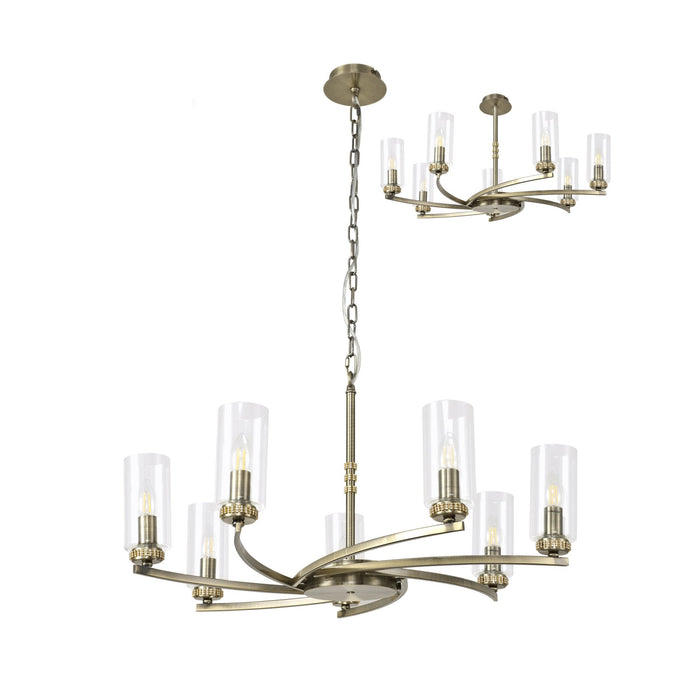 Nelson Lighting NL83769 Darling 7 Light Pendant/Semi Ceiling Antique Brass