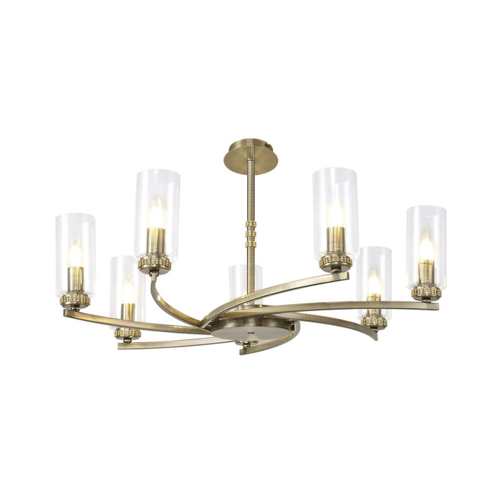 Nelson Lighting NL83769 Darling 7 Light Pendant/Semi Ceiling Antique Brass