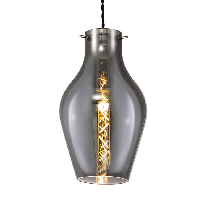 Nelson Lighting NL84149 Zen Pendant 17cm Round Chrome & Smoke