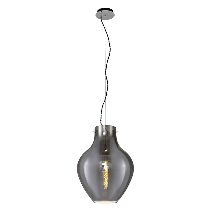 Nelson Lighting NL84169 Zen Pendant 38cm Round Chrome & Smoke