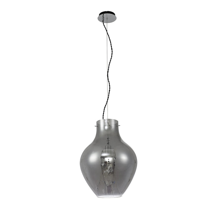 Nelson Lighting NL84169 Zen Pendant 38cm Round Chrome & Smoke