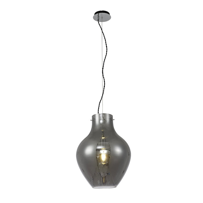 Nelson Lighting NL84169 Zen Pendant 38cm Round Chrome & Smoke