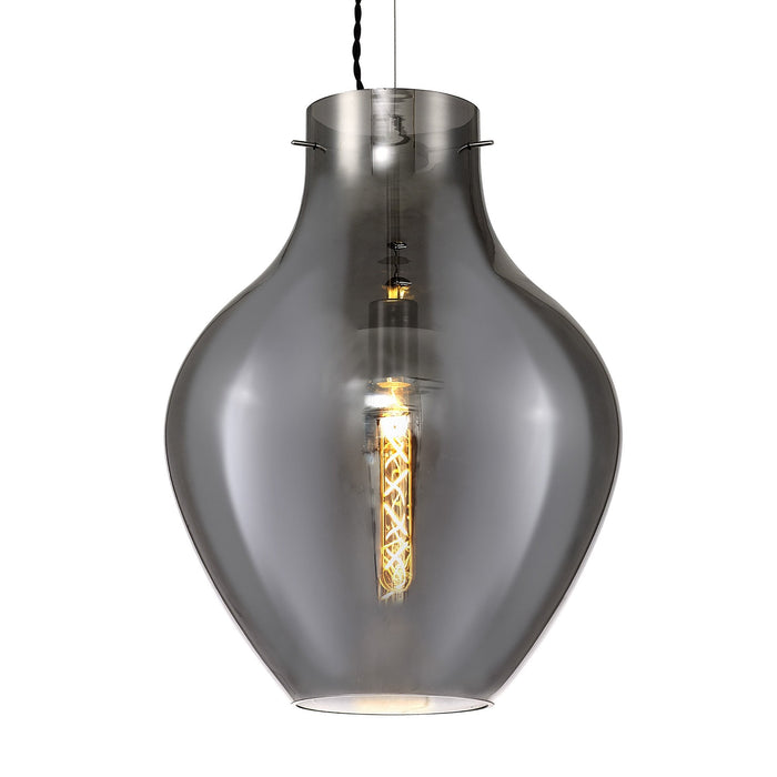 Nelson Lighting NL84169 Zen Pendant 38cm Round Chrome & Smoke