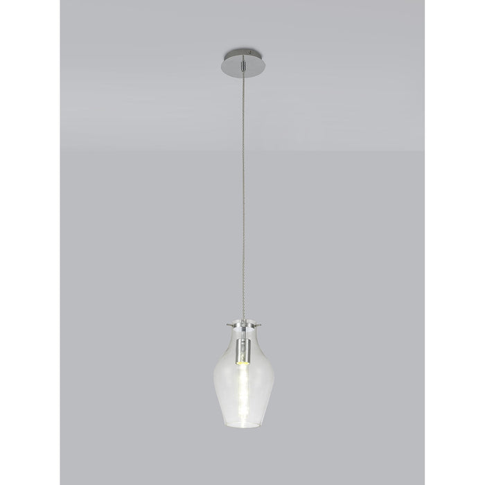 Nelson Lighting NL84179 Zen Pendant 17cm Round Chrome & Clear