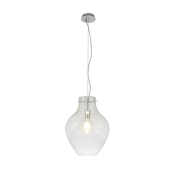 Nelson Lighting NL84199 Zen Pendant 38cm Round Chrome & Clear