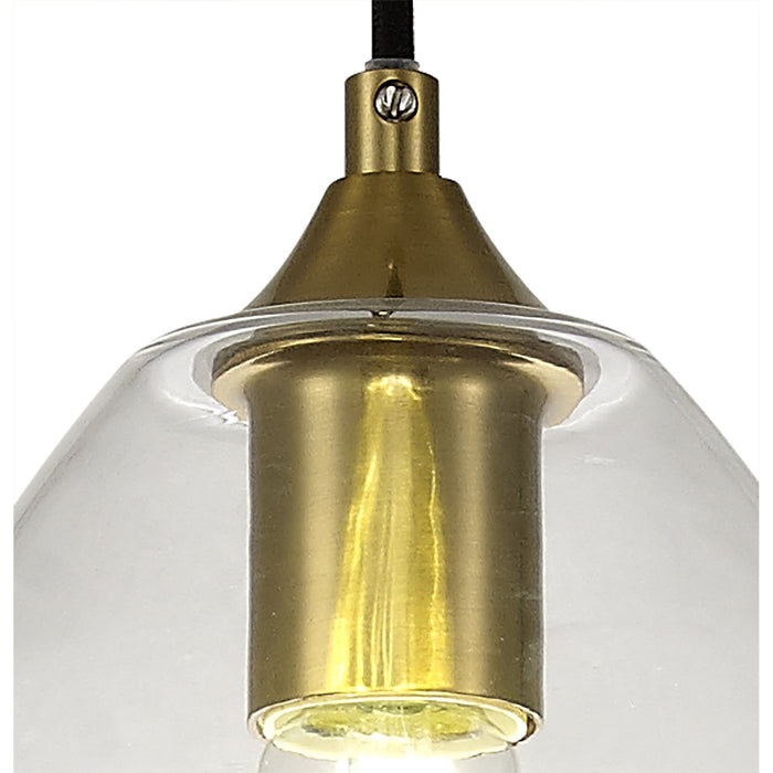 Nelson Lighting NL84219 Kane Pendant 20cm Cone Ancient Brass & Clear