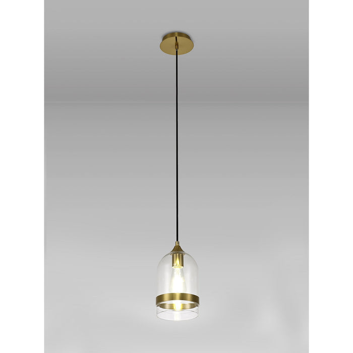 Nelson Lighting NL84229 Kane Pendant 15cm Dome Ancient Brass & Clear