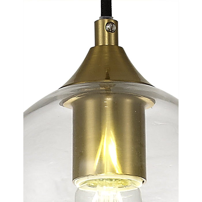 Nelson Lighting NL84229 Kane Pendant 15cm Dome Ancient Brass & Clear