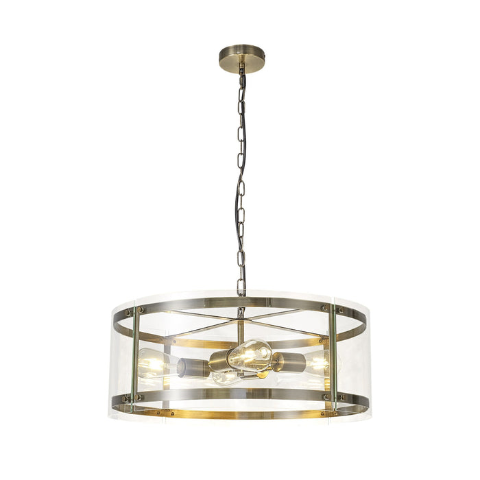 Nelson Lighting NL84329 Prince Pendant 4 Light Antique Brass