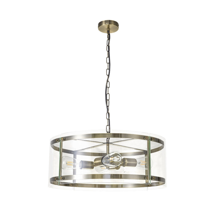 Nelson Lighting NL84329 Prince Pendant 4 Light Antique Brass