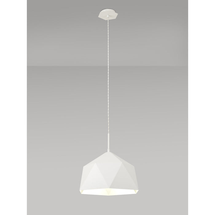 Nelson Lighting NL84609 Isle Single Pendant AdjustableWhite/Silver Inner