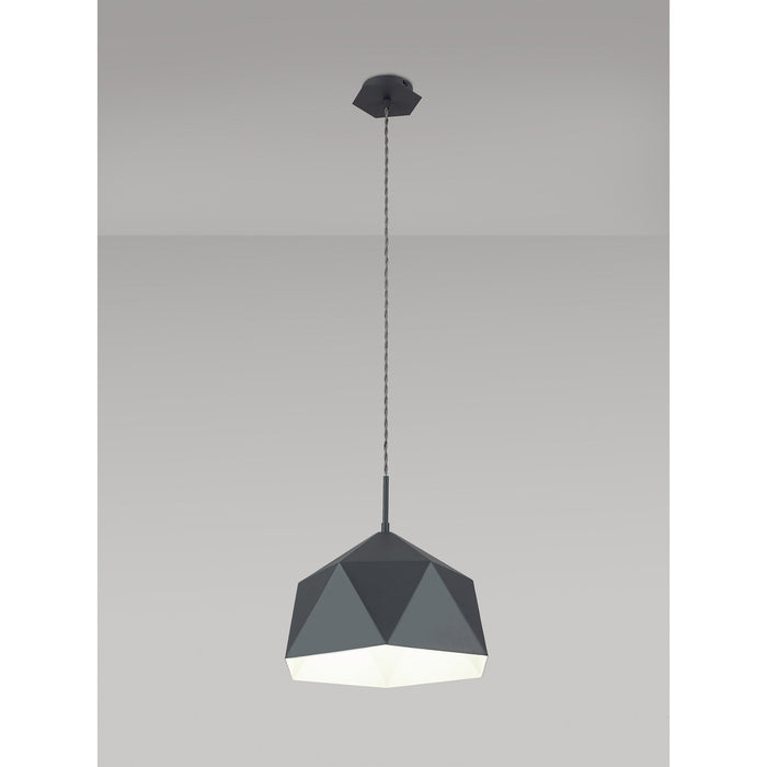 Nelson Lighting NL84619 Isle Single Pendant Adjustable Graphite/White Inner